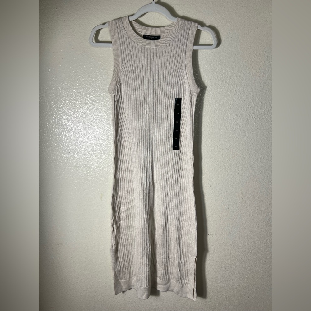 Banana Republic Sleeveless Ribbed Knit Dress - Cream size SP